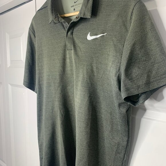 Nike Men’s Aeroreact Golf Polo – Olive Green with Black Pinstripe – Size Large - Picture 5 of 12